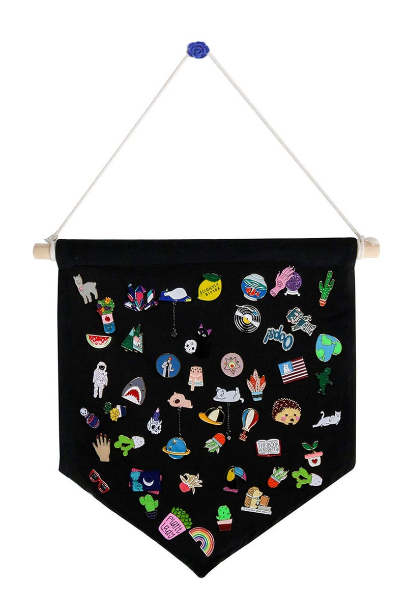 FLYPARTY Enamel Pin Wall Display Banner -Blank Canvas Banner for Display Pins Buttons (Black) - Image 1